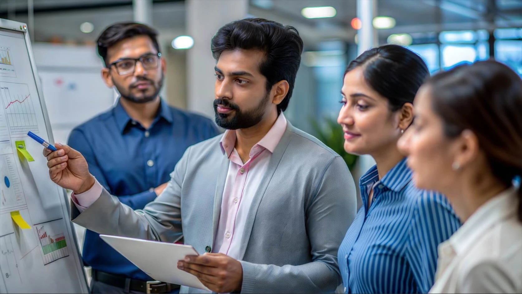 Interview panel reviewing candidate evaluation criteria